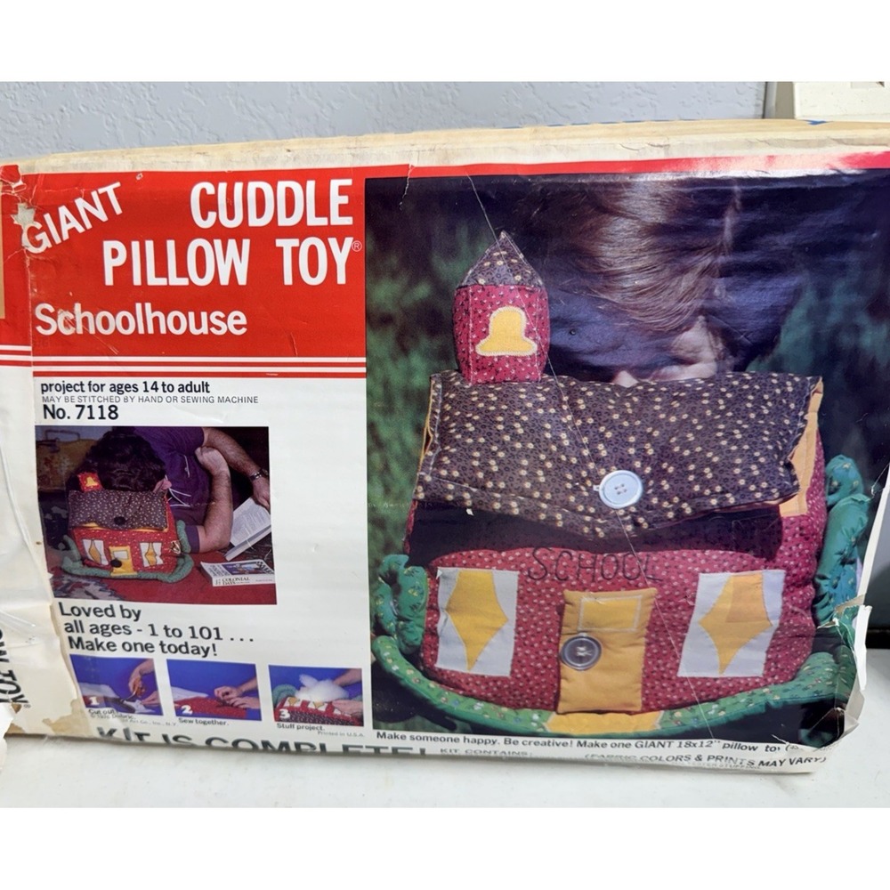 Vtg School House Giant Cuddle Pillow Toy Complete Project Kit Design R Crafts